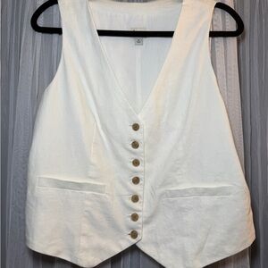 White Button-Down Women's  Linen Vest